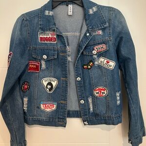 Hengsheng-Aolinna-Denim Jacket with Patches- NWOT